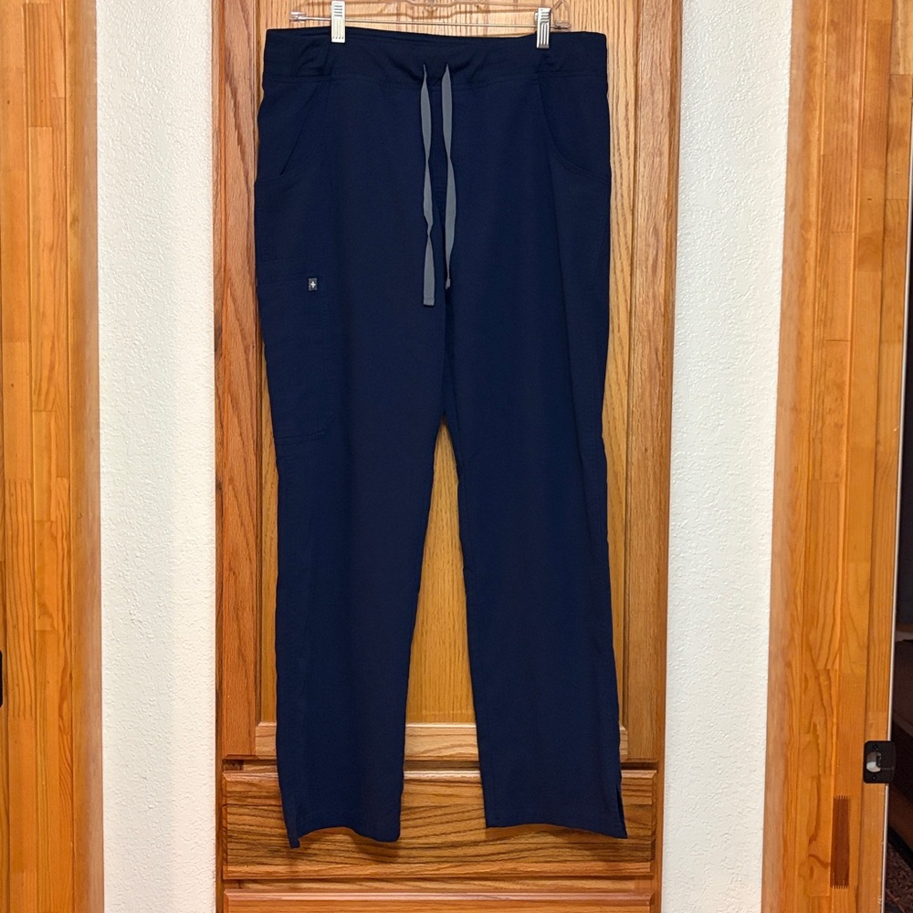 Figs Kade Cargo Navy Blue Drawstring Joggers with Gray Ties